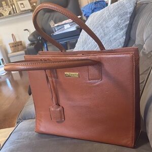 Joy & Iman Brown Leather Tote with Gold Hardware
